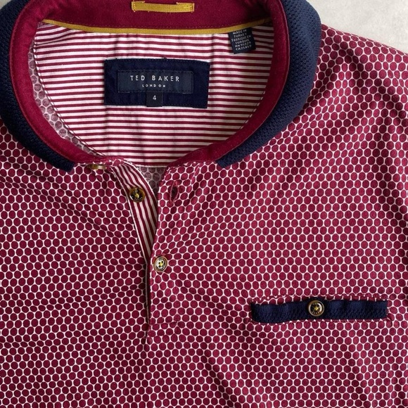 Ted Baker Men's 100% Cotton Karmex Spot Printed Polo Size 4 (Large) - Picture 3 of 8